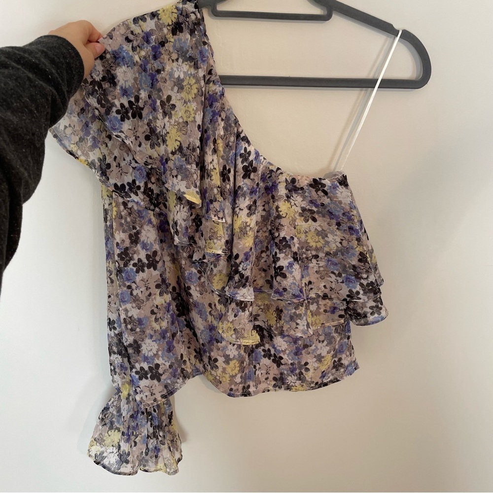 Lucky Brand One Sleeve Asymmetrical Blouse Size M